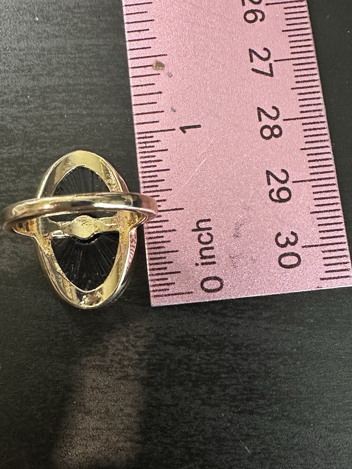 Faux Black Onyx Size 6.5 Gold Tone Clear Stone