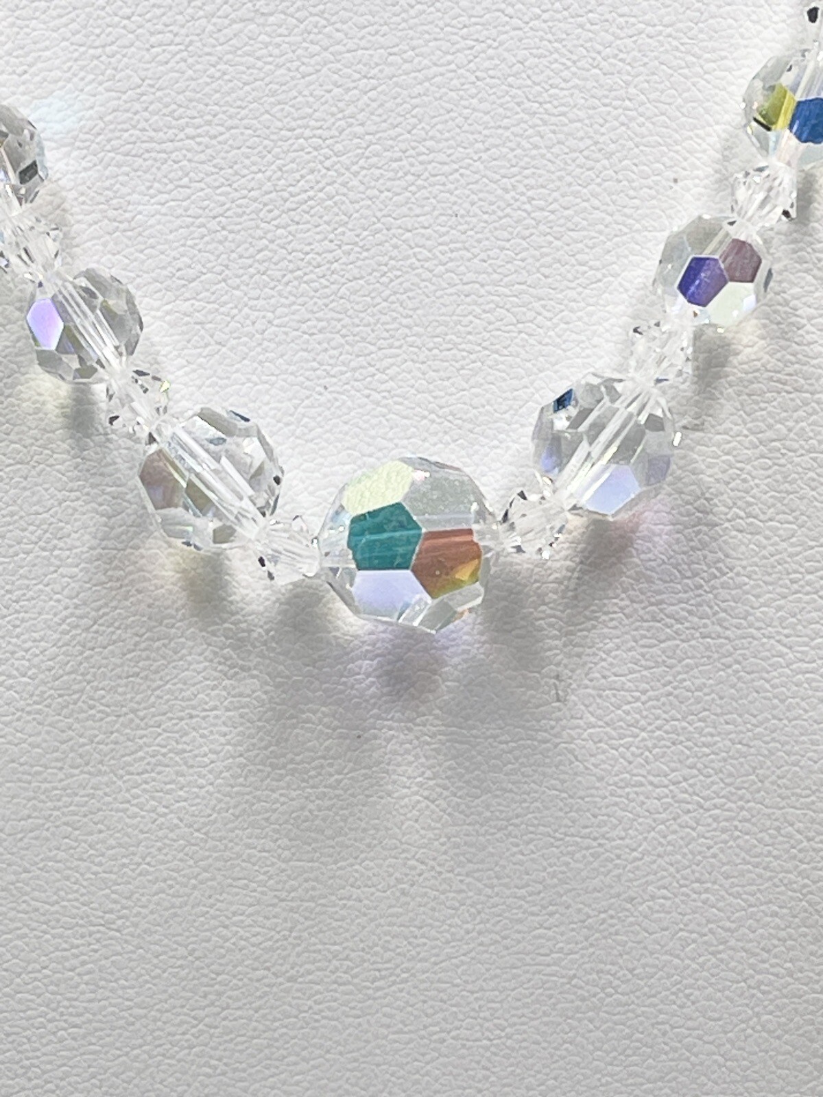 Vintage Necklace Crystal Aurora Borealis Single Strand 14 inch