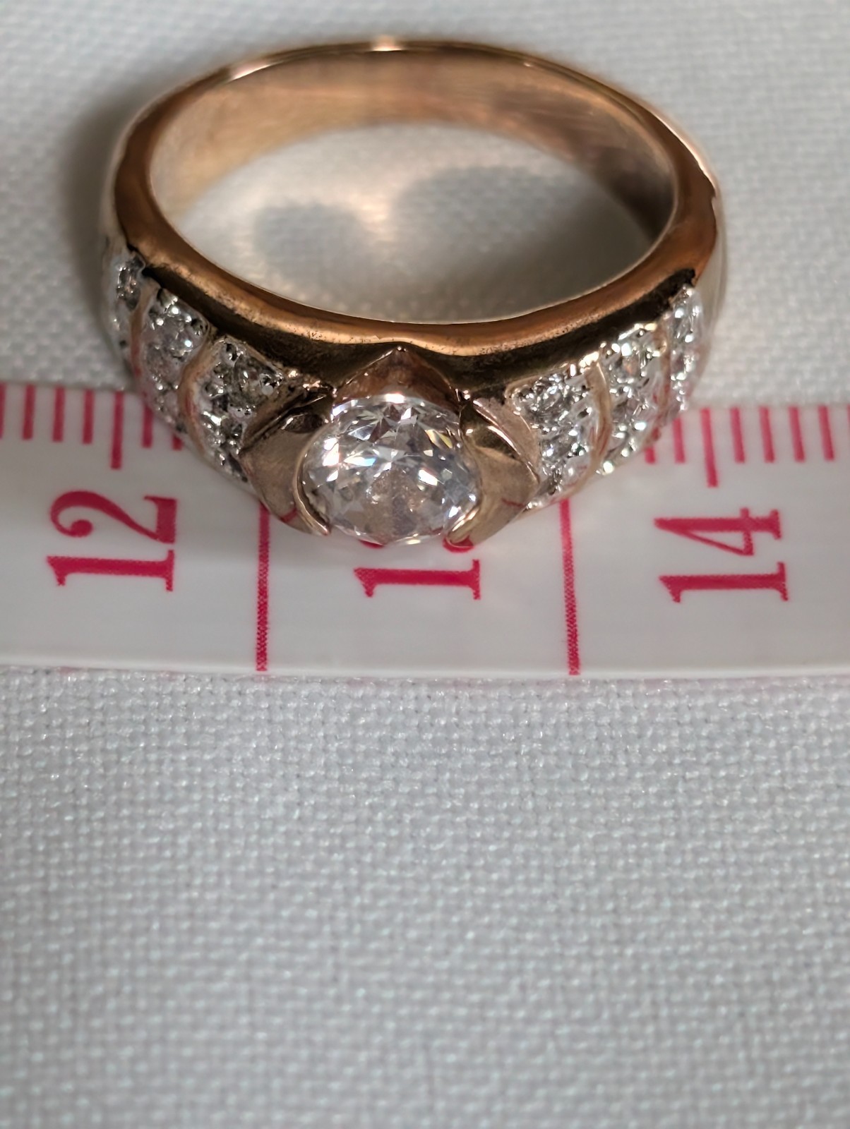 Vintage Thailand Fine Costume Cubic Zirconia Gold Tone Ring Size 7