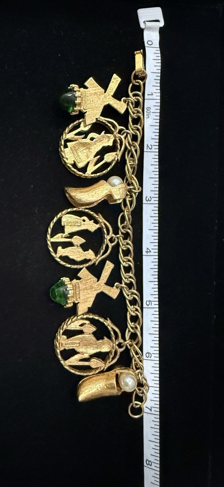 Vintage Florenza Signed Dutch Holland Gold Tone Charm Designer Bracelet!