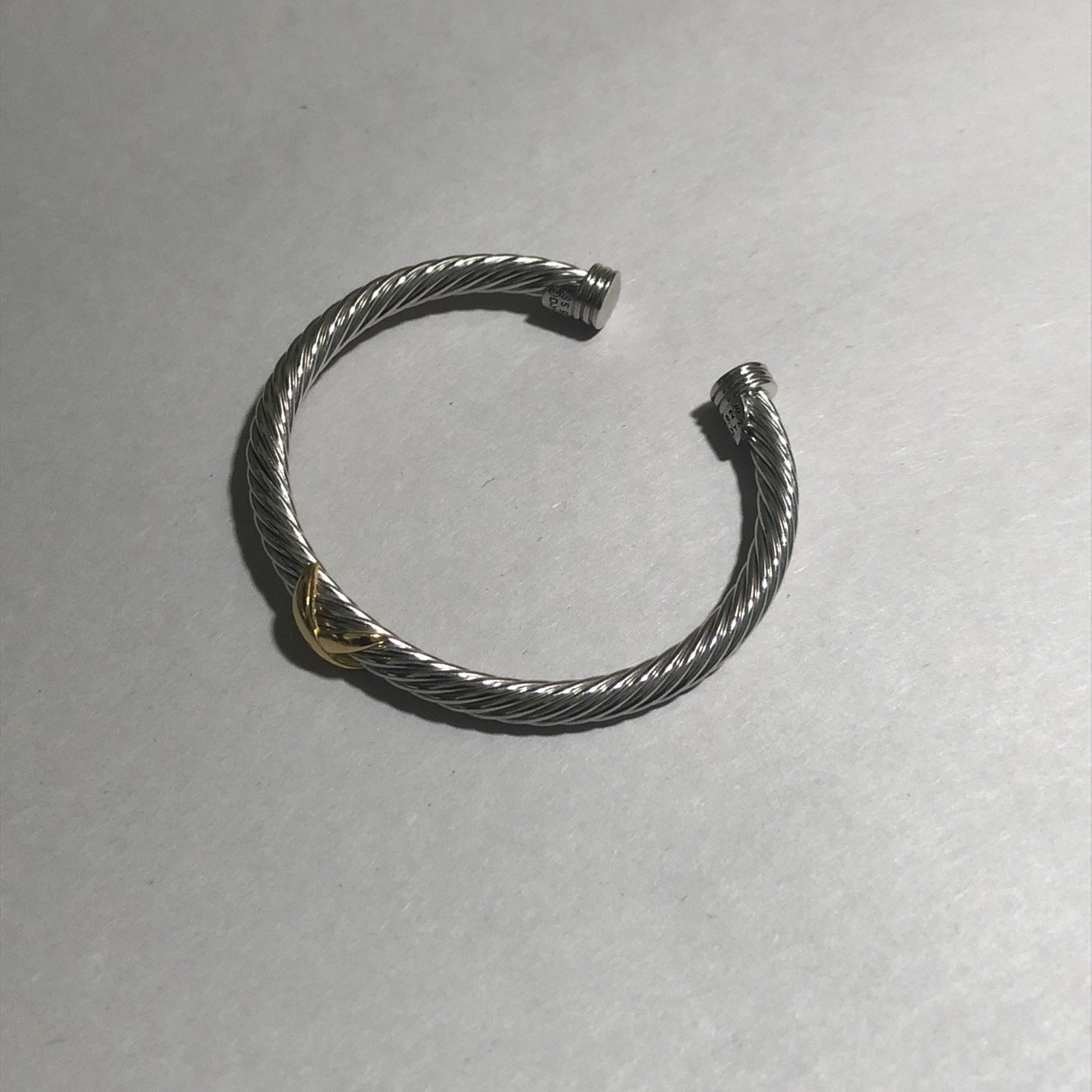 Vintage Cable Cuff Bracelet With Gold X 5MM