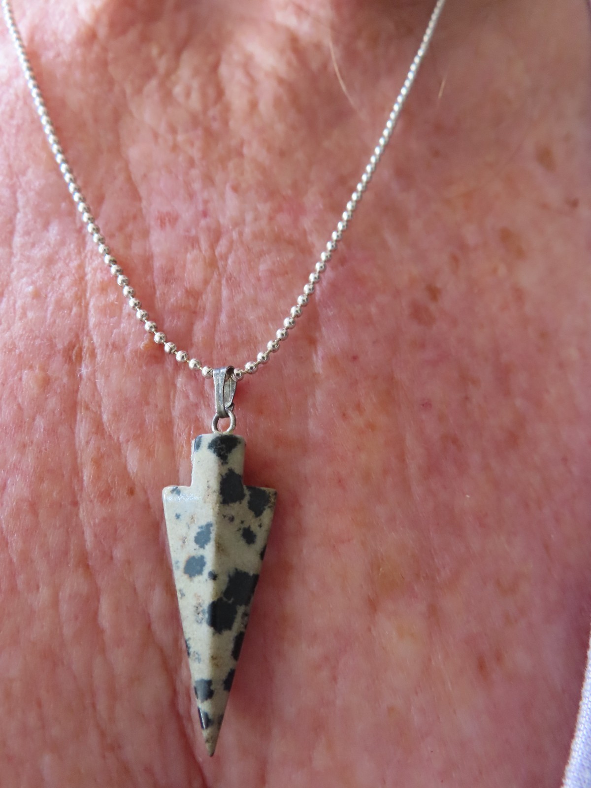 Vintage AGATE Arrowhead Slide On Bead Ball Chain Pendant
