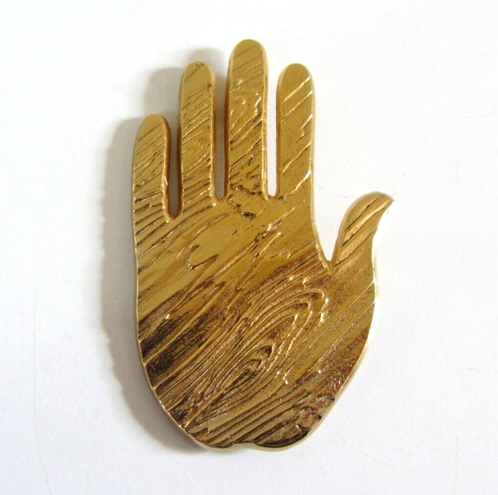 Vintage Castlecliff Hand Palm Brooch signed; 7.2cm x 4.3 cm approx.