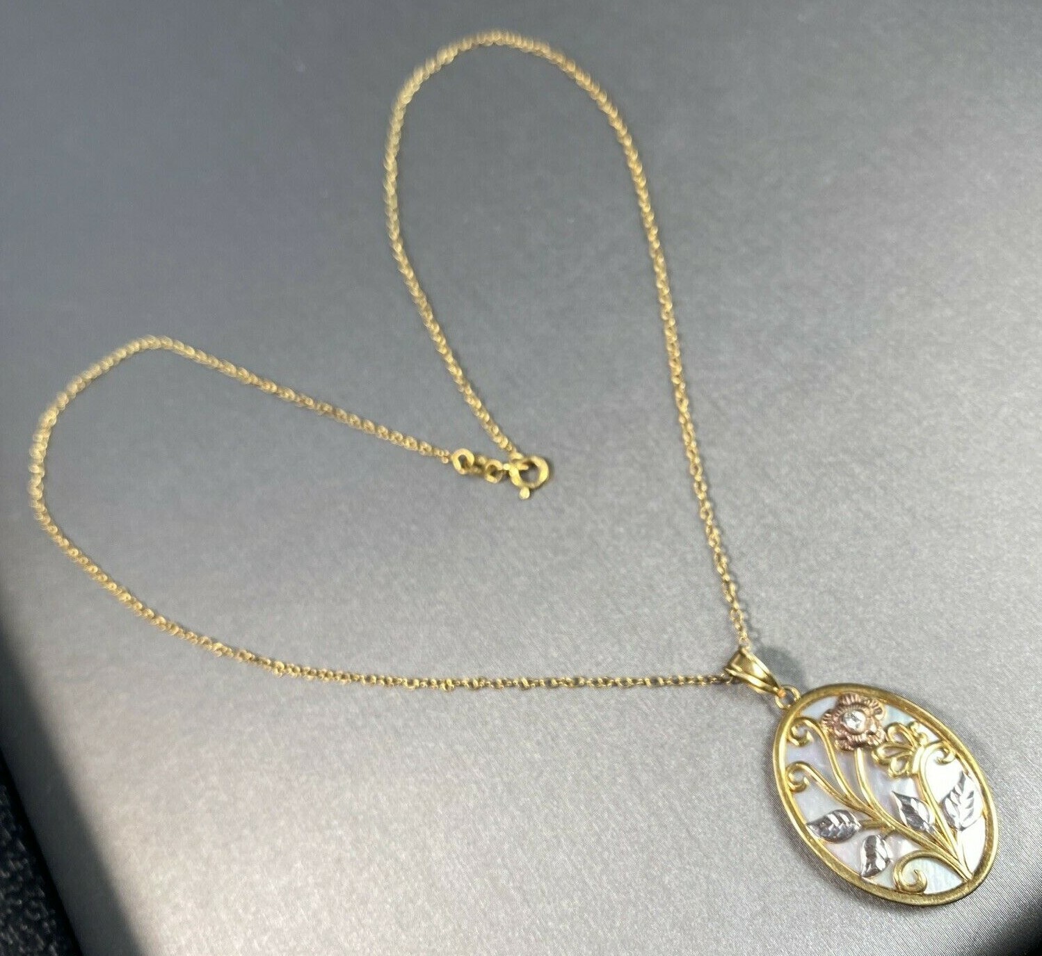 Vintage Pendant Necklace Estate Fine Jewelry Pre-Owned Sterling Vermeil Pearl