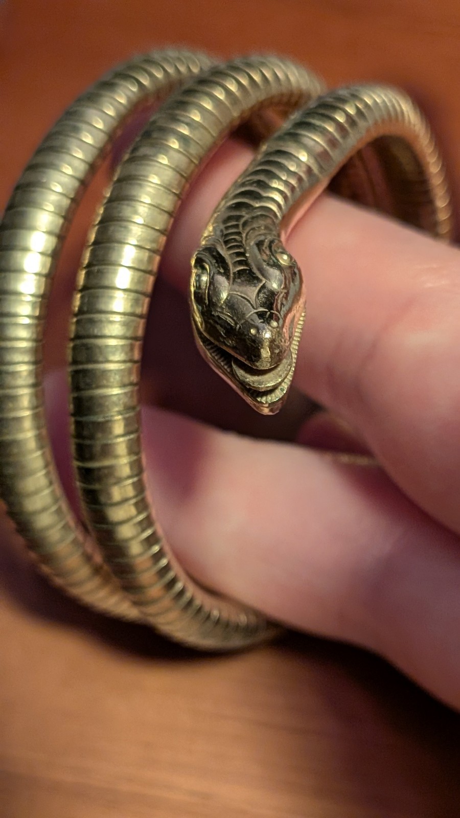 Vintage Rolled Gold Snake Bracelet Bangle, Stunning Great Color