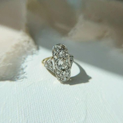 Art Deco Style Round Cut Lab Created Diamond 14K Yellow Gold FN Engagement Ring