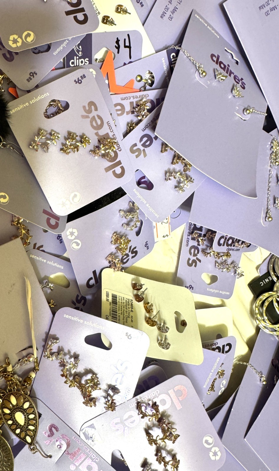 280 + ITEMS NEW CARDED JEWELRY LOT CLAIRE’S SOME STERLING SILVER GOLD FREE SHIP