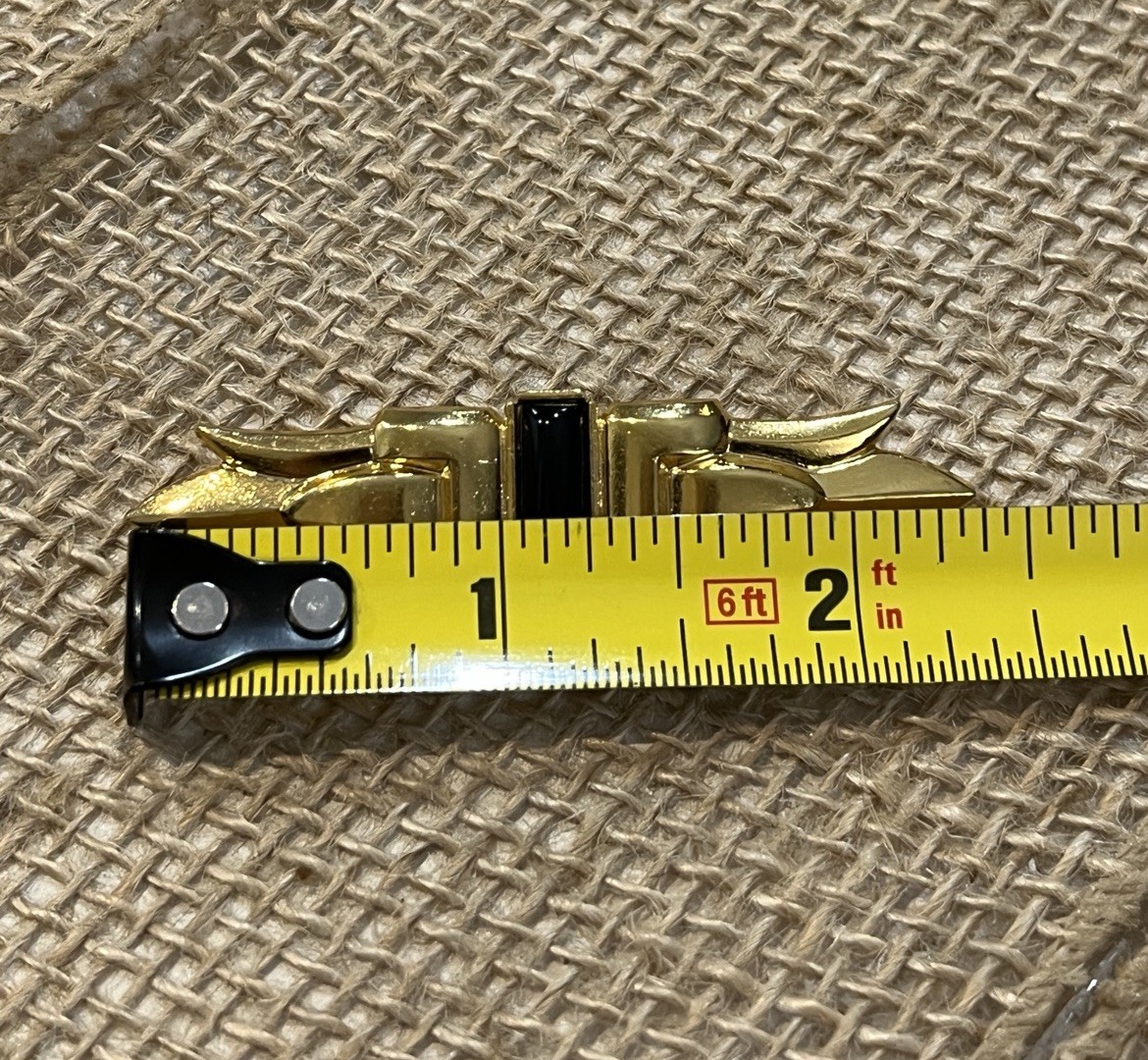 Vintage Gold Tone Rectangular ART DECO Faux Black Onyx Brooch Pin 2.5″