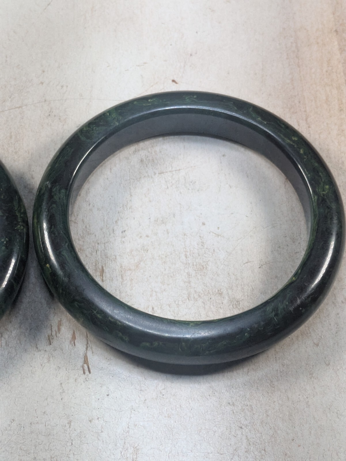 Bakelite Blue Moon Pair Bangle Bracelets 7.75″ 62g Together Vintage/Antique
