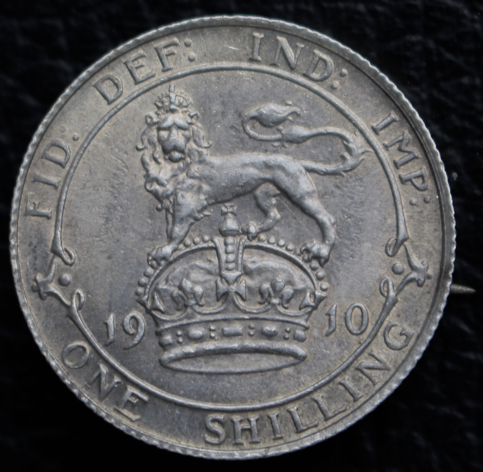 1910 GREAT BRITAIN ONE SHILLING .925 SILVER BROOCH – King Edward VII – 5.65 gram
