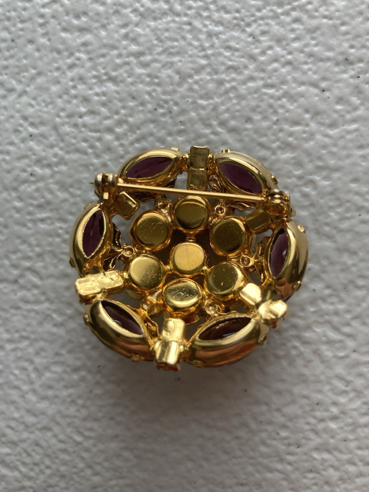 Vintage Dandy Rhinestone Brooch Enamel Pin Colorful Goldtone Setting 1 5/8″