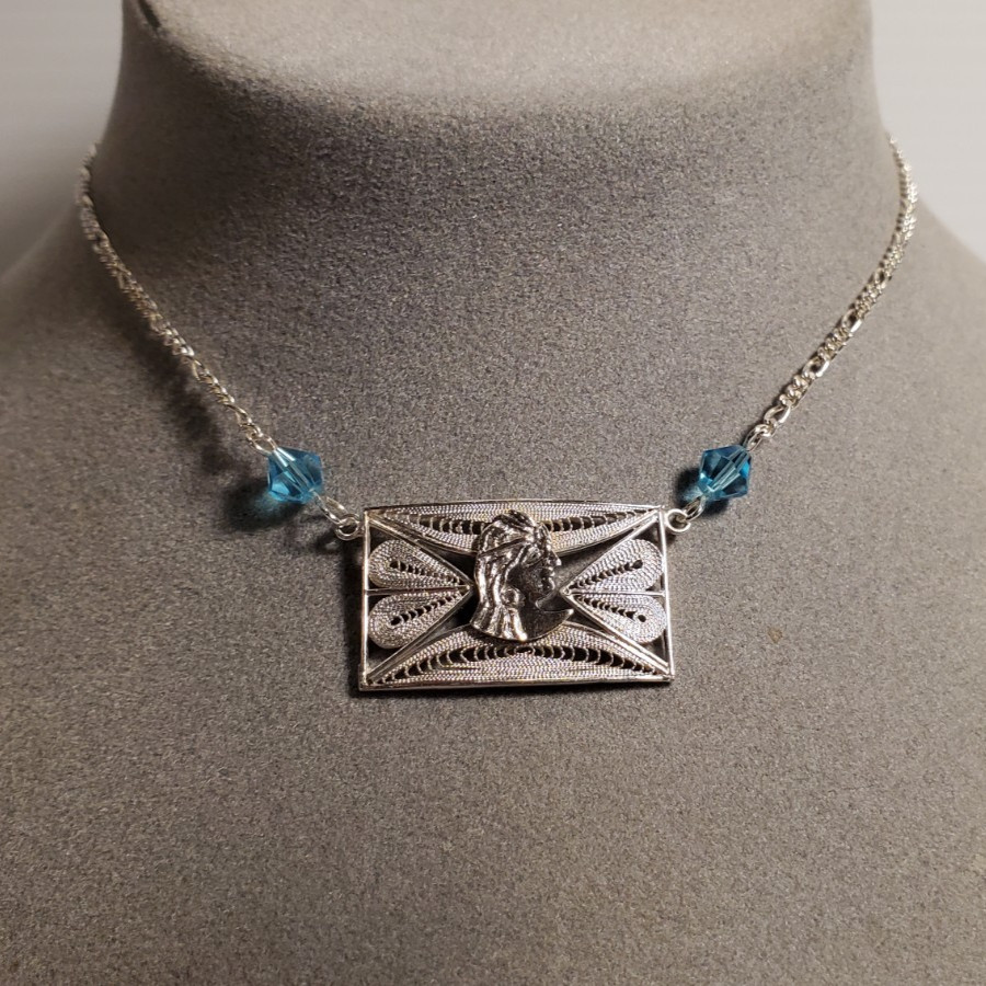 VTG 18″ Solid Sterling Silver Unusual Exotic Ethnic Princess Pendant Necklace