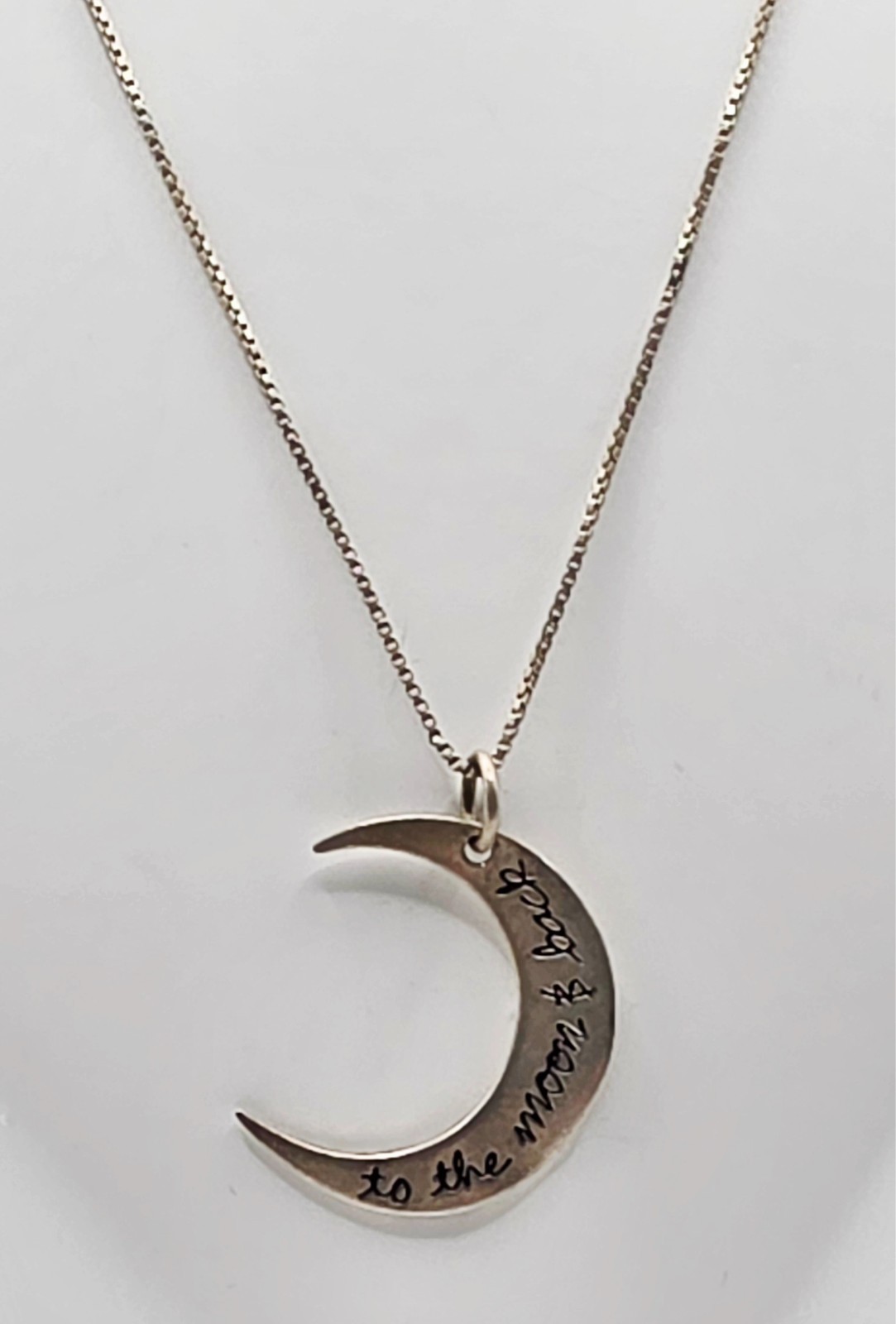 Sterling Silver ” To The Moon and Back” Cresent Moon Pendant on Chain Necklace