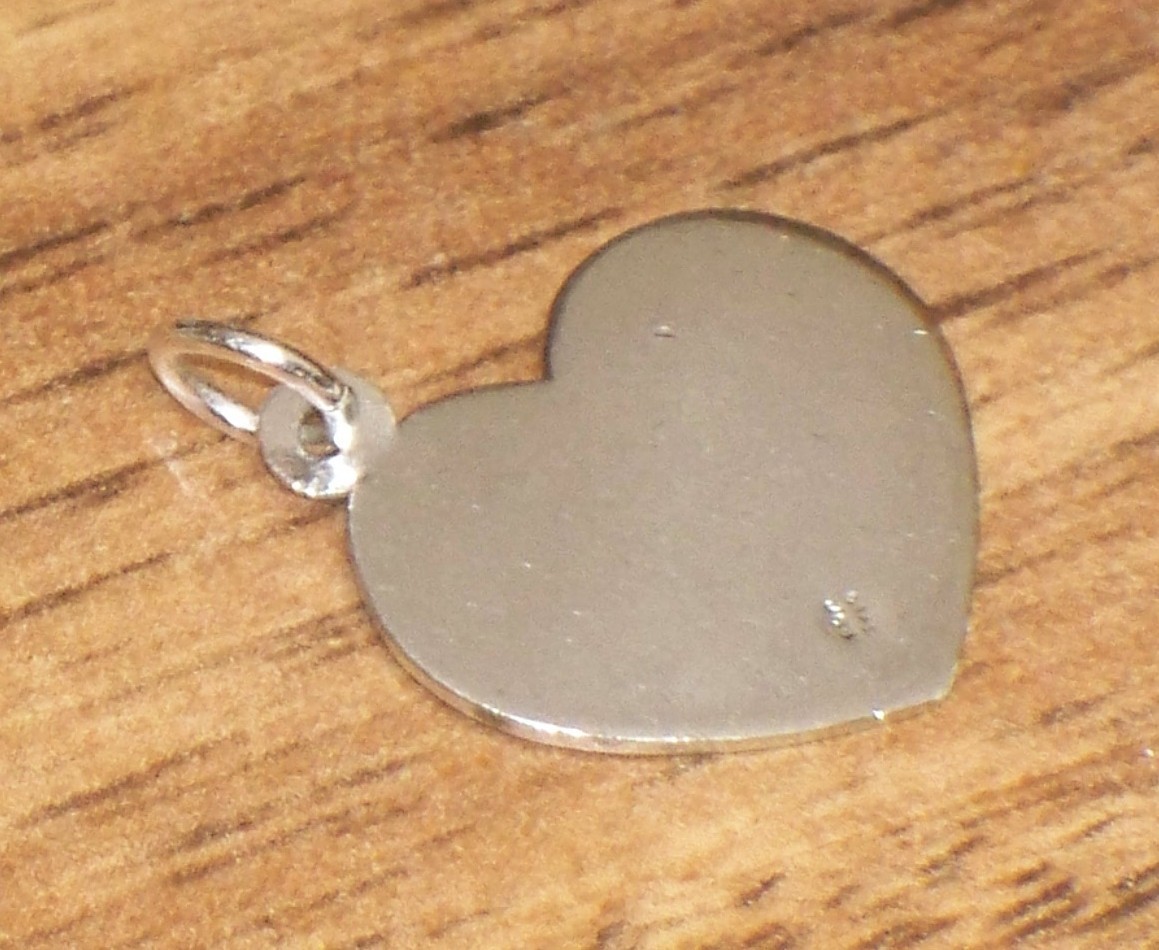 Vintage Heart Shape STERLING Silver I LOVE U YOU Charm Pendant Textured finish