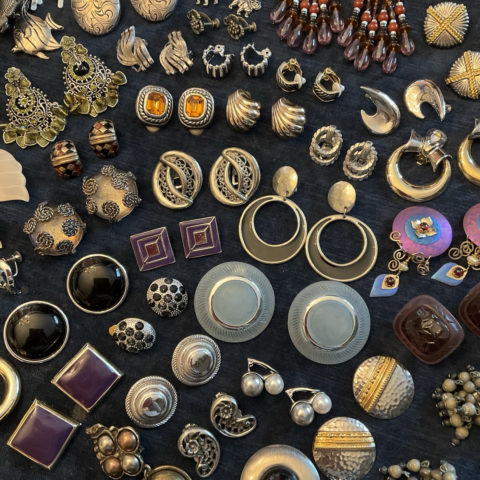 HUGE Lot Vintage Clip On Screw back Earrings TRIFARI Corolite Coro Marino Napier