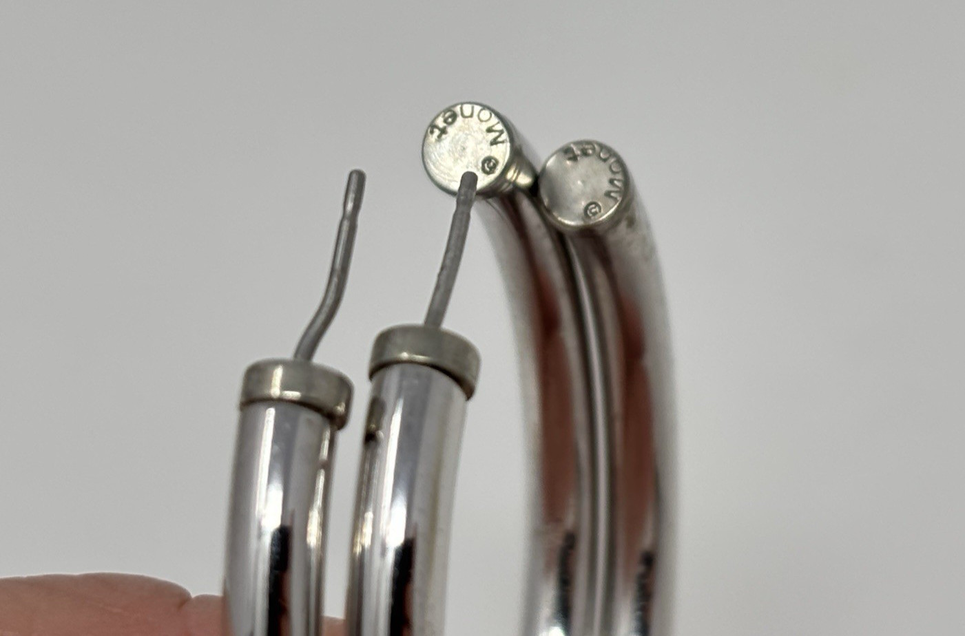 Vintage 90’s MONET Large Tube Hoop Earrings Silver Tone 4mm
