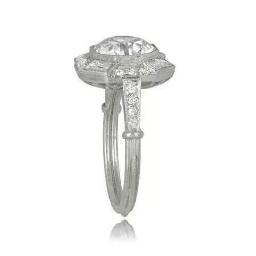 Vintage Art Deco 2.4CT Lab Created Diamond Ring Octagon Baguette Halo 925 Silver