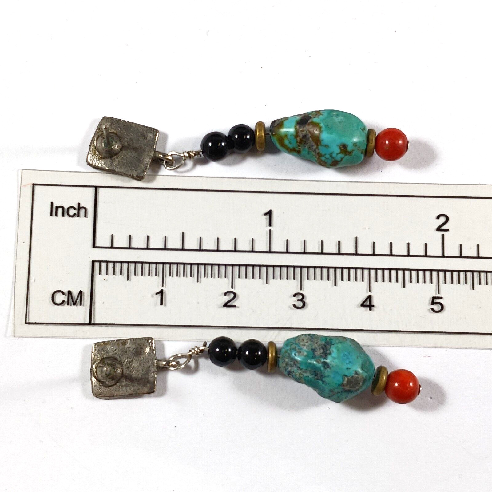 Southwest Bracelet Earrings Sterling Turquoise Amber Trade Beads Coral Vaseline