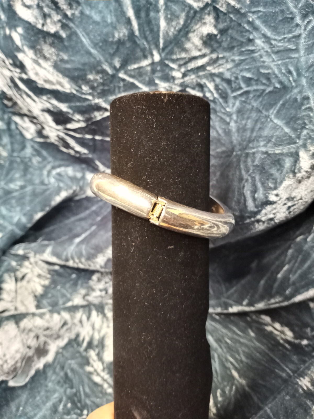 Rare Vintage Designer Hinge Cuff Bracelet Silver Metal Signed Modern Stamp