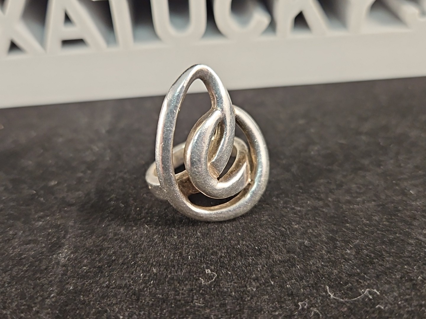 Scandinavian Modernist Sterling Ring Signed ND Size 5.5