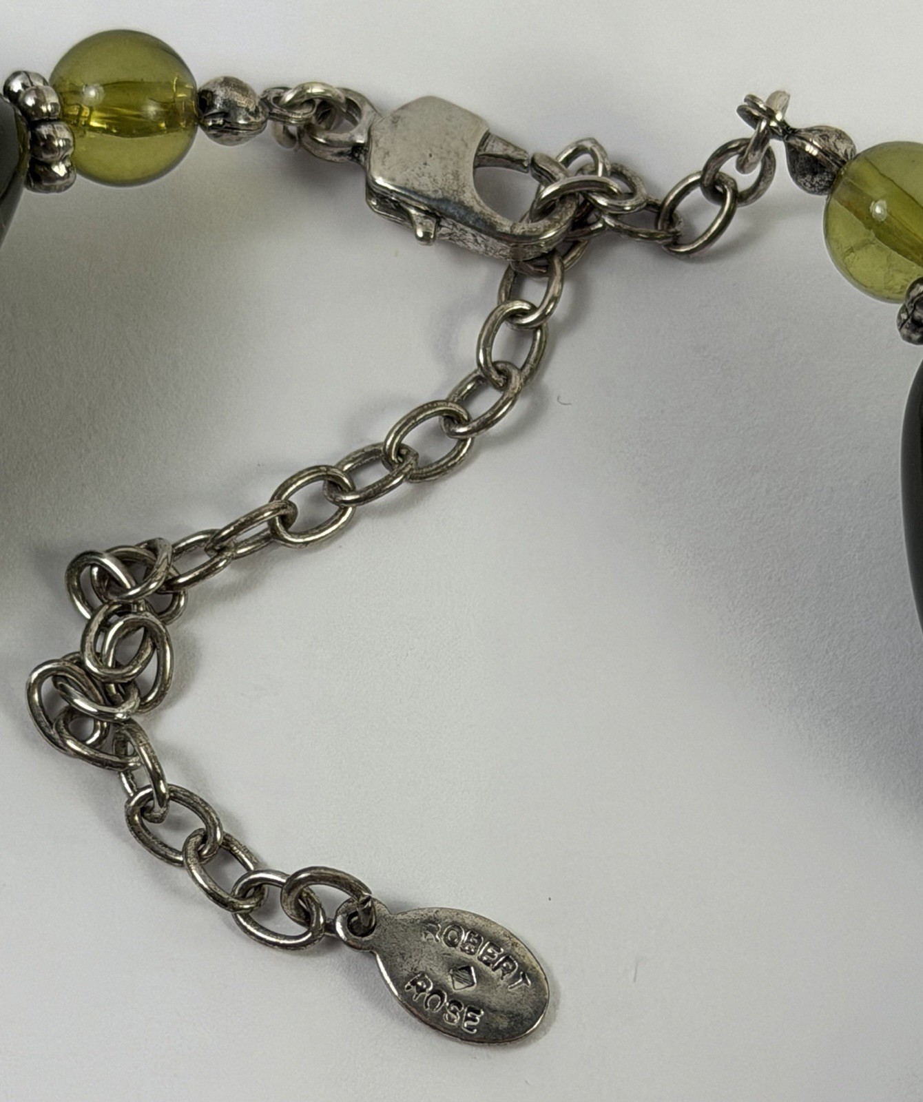 Vintage Robert Rose Resin Green Beaded Adjustable 21 in Necklace