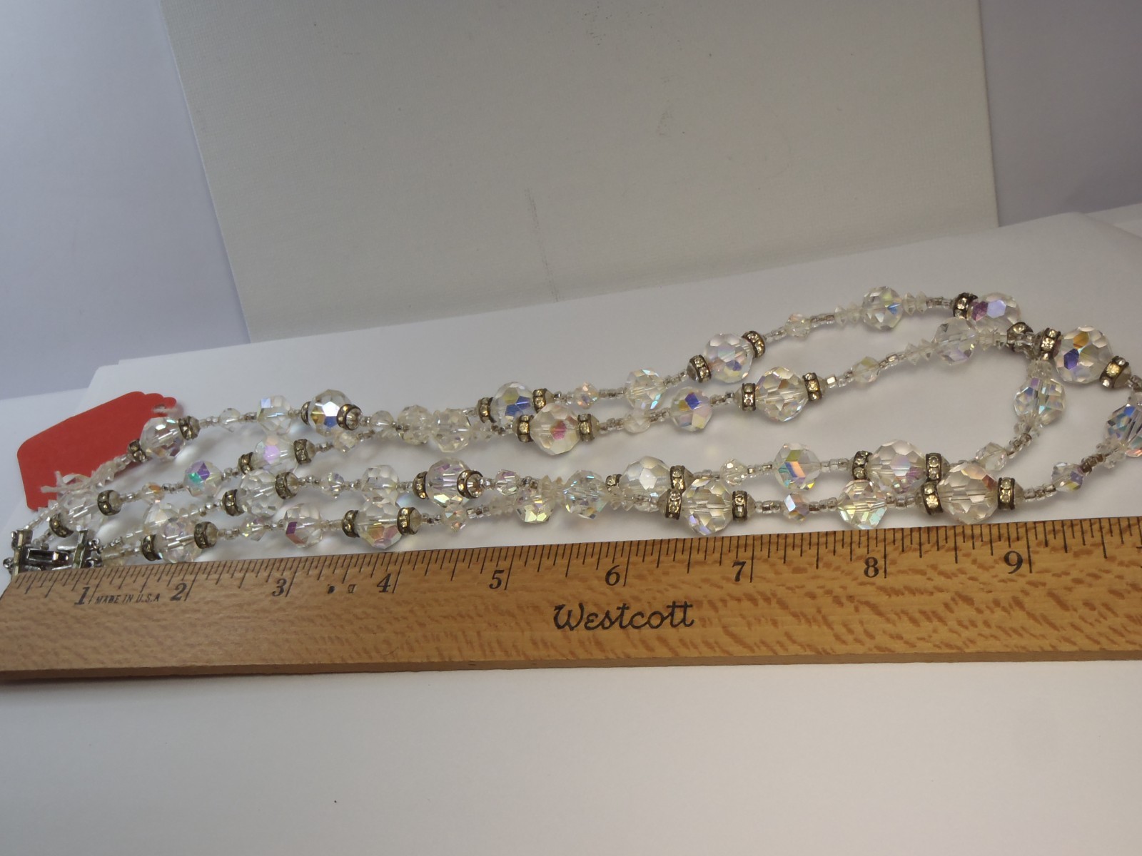 1950s Vendome Aurora Borealis AB Crystal Bead Double Strand Necklace 20in