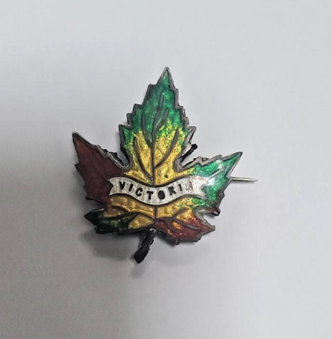 Victoria Canada Colorful Enameled Sterling Silver Vintage Brooch Pin Signed