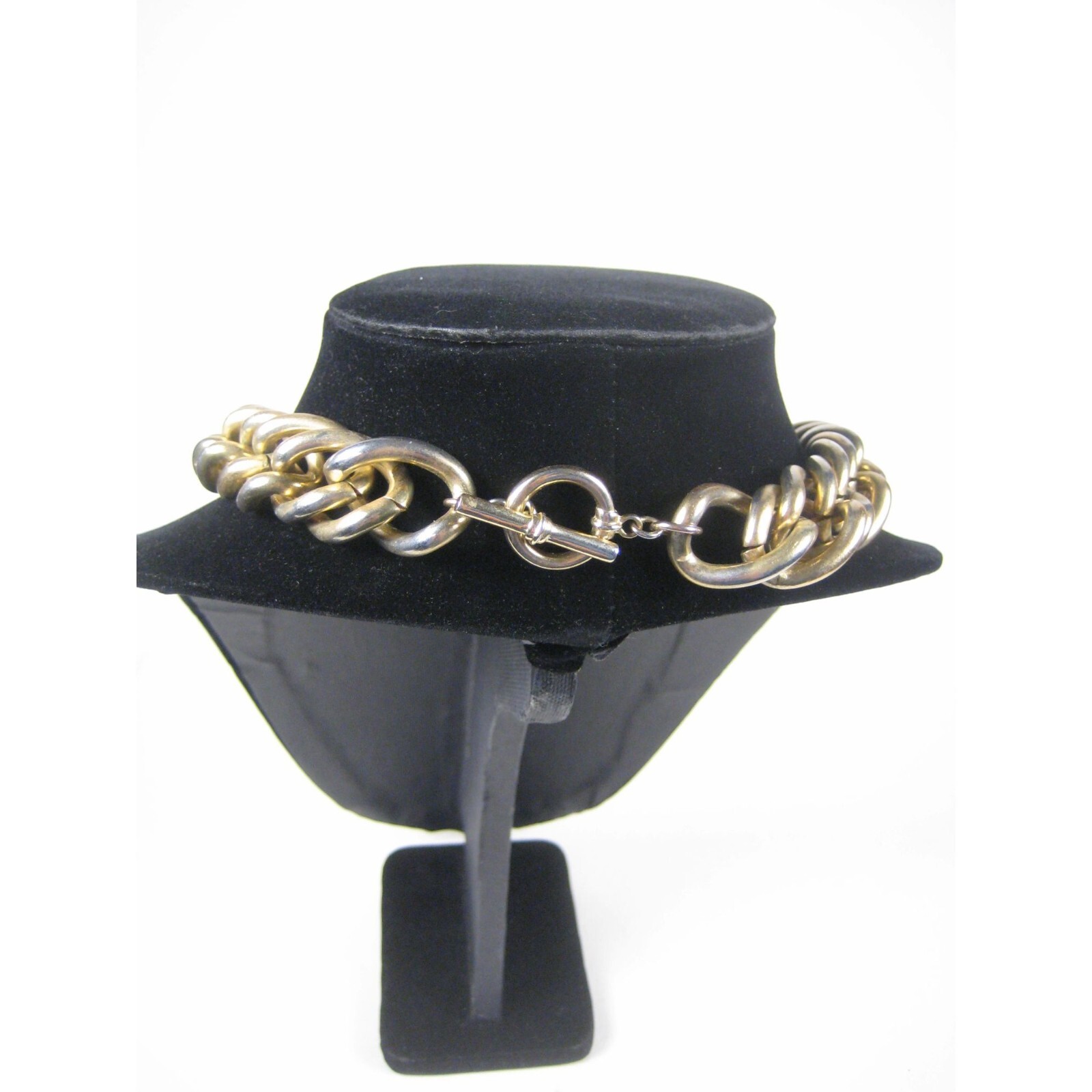 Necklace 19 In Metal Goldtone Chain Statement Festival Heavy Vintage Toggle WEAR