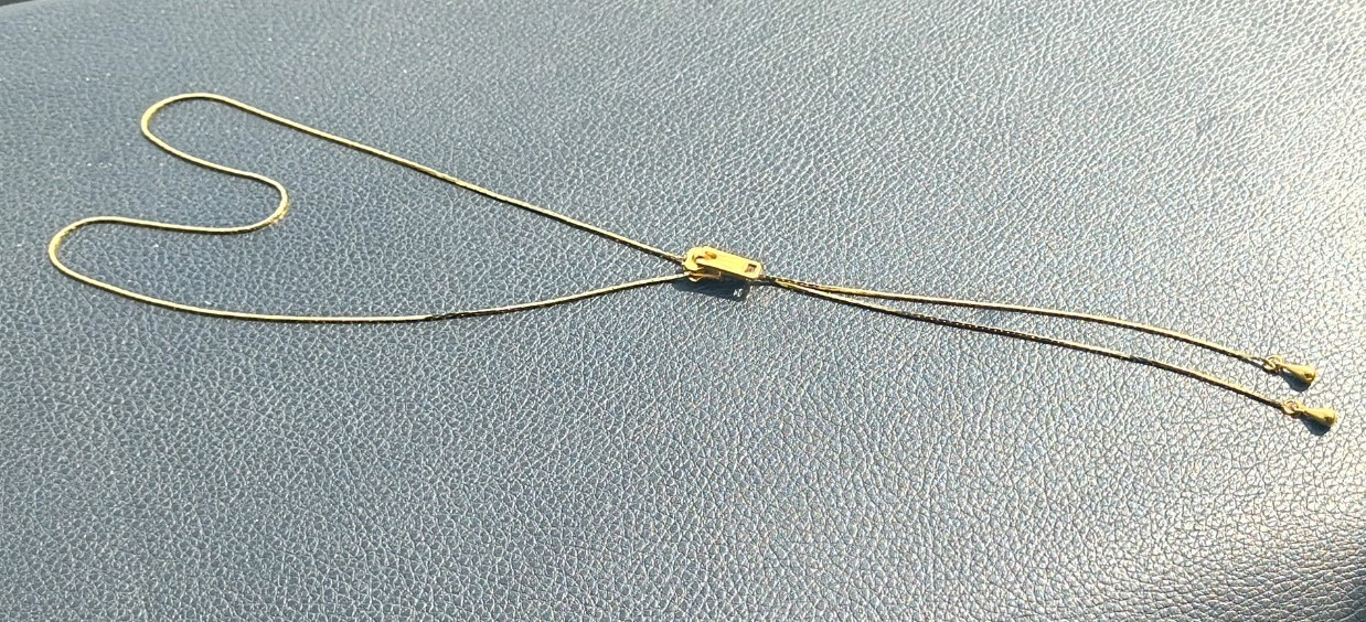 Vintage Gold Tone Bolo, Lariat Zipper, Choker Style Necklace