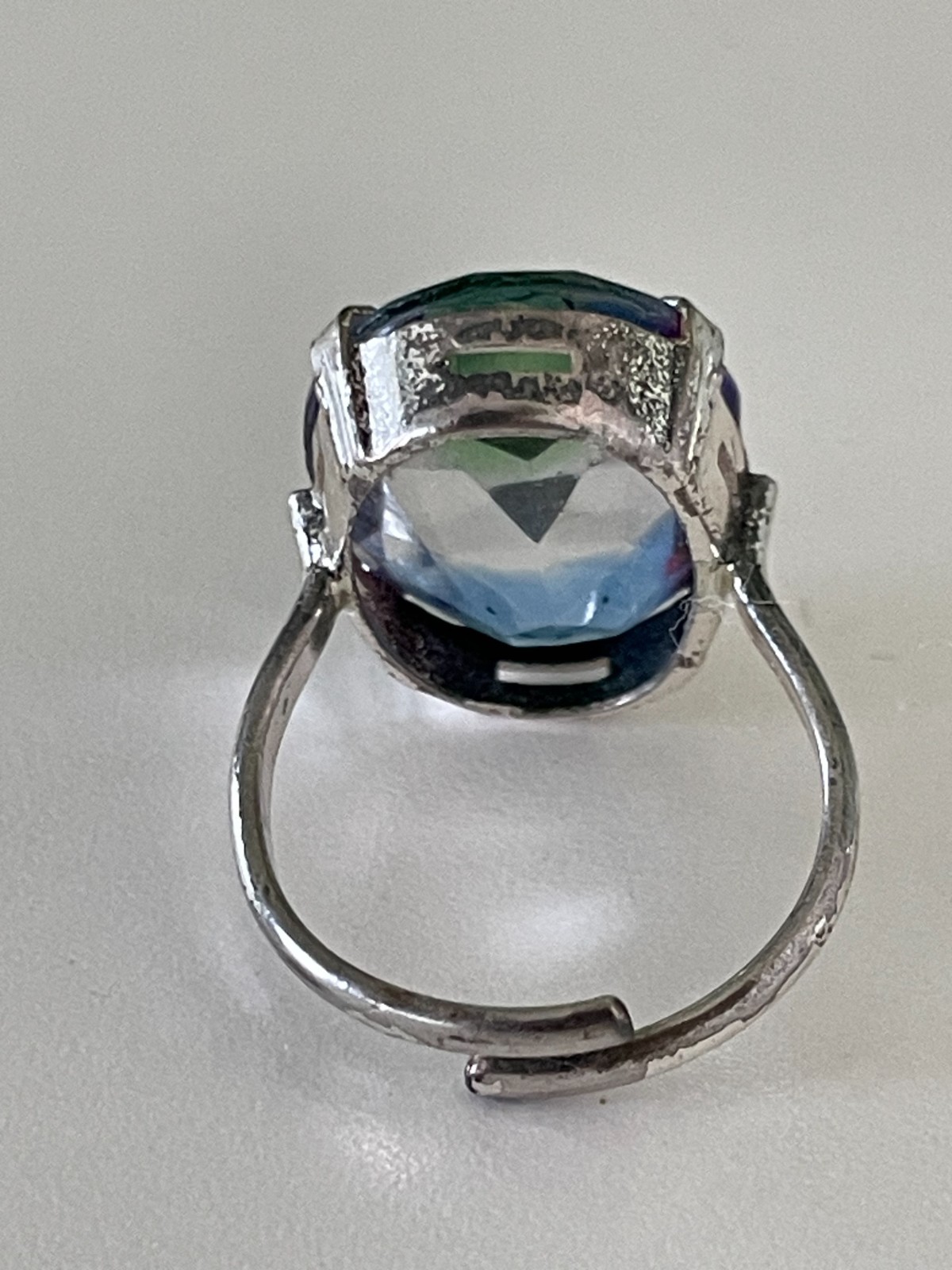 Vintage Crystal Rainbow 835 Silver Screw Back Earrings and Adjustable Ring