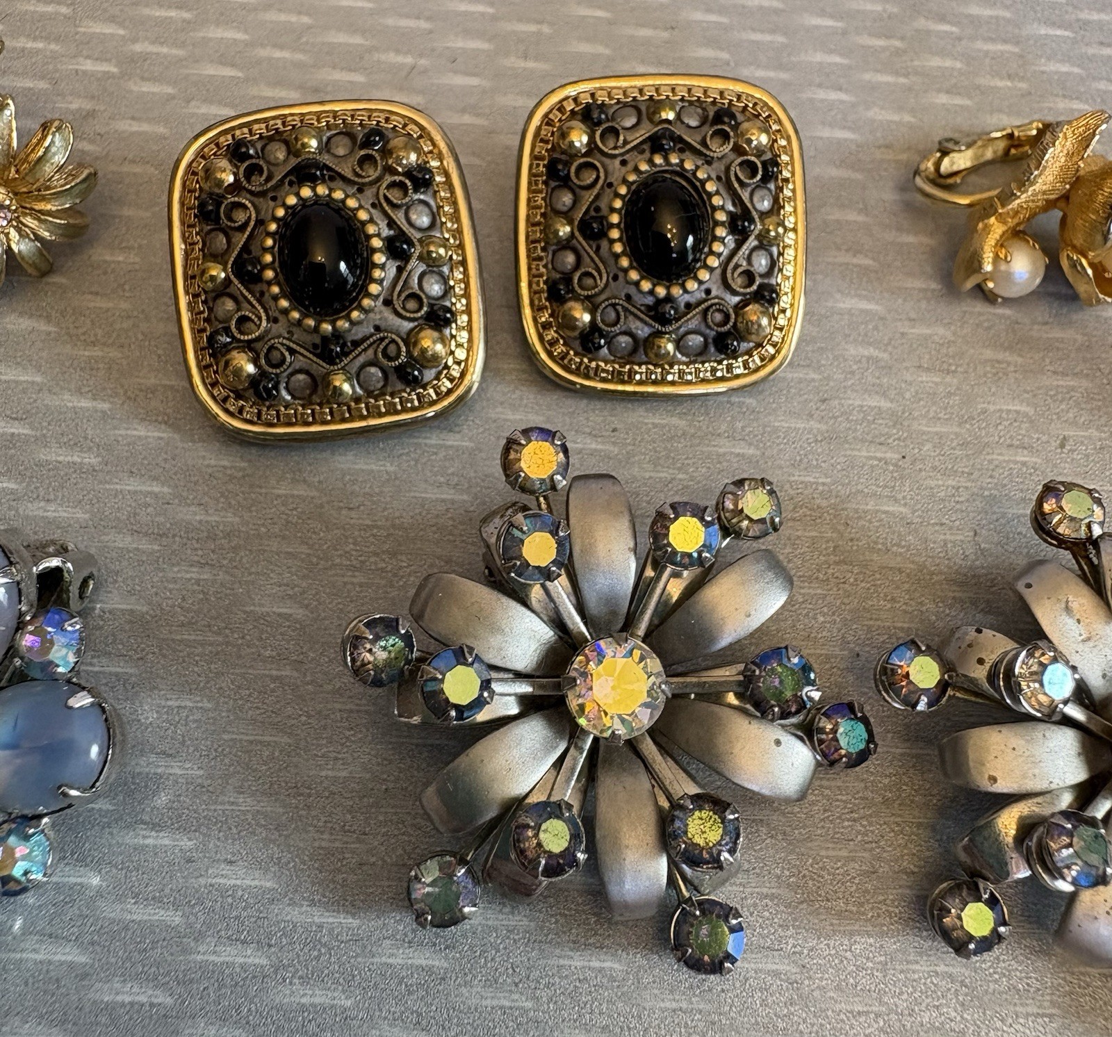 Vintage Designer Clip Earring LOT 5 Pair Signed Kramer Lisner Coro Golan ODLR