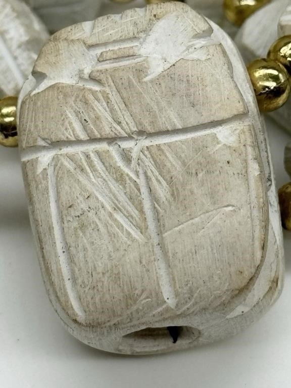 Vintage Egyptian Revival Scarab Necklace Antique Style Amulet Jewelry