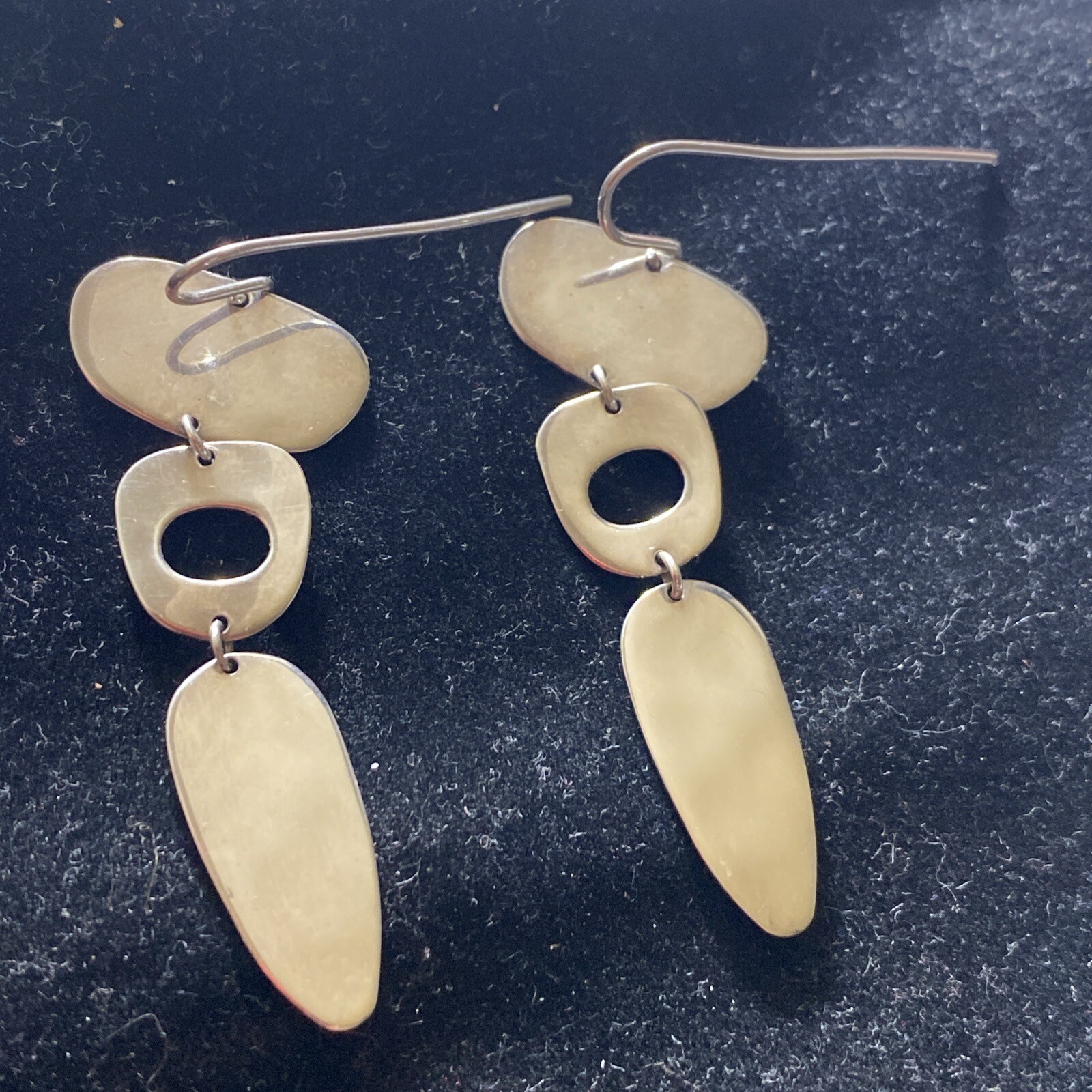 Pierced Earrings Mobile Articulated Mod Sterling 2 1/4” Signed RLM Studio