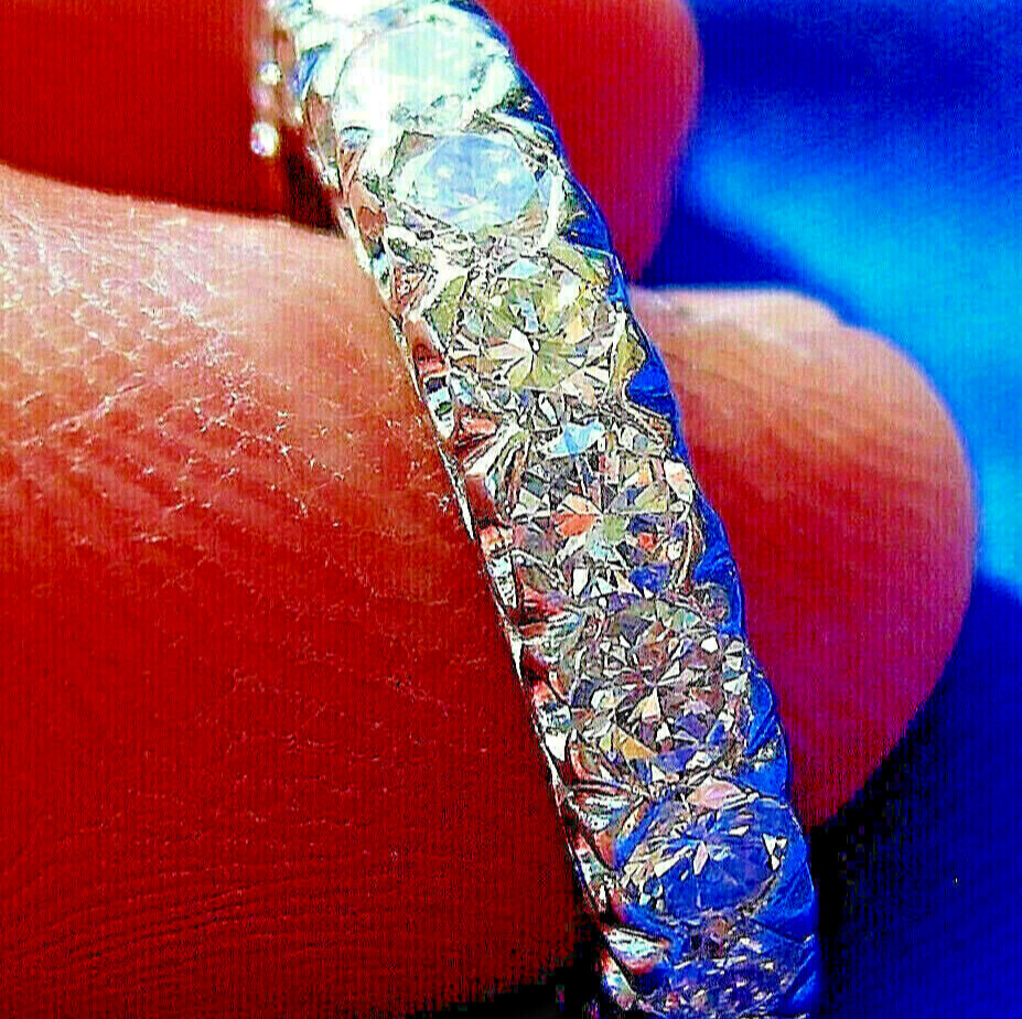 Original EARTH MINED DIAMOND Wedding BAND Deco Eternity Anniversary RING S – 6.5