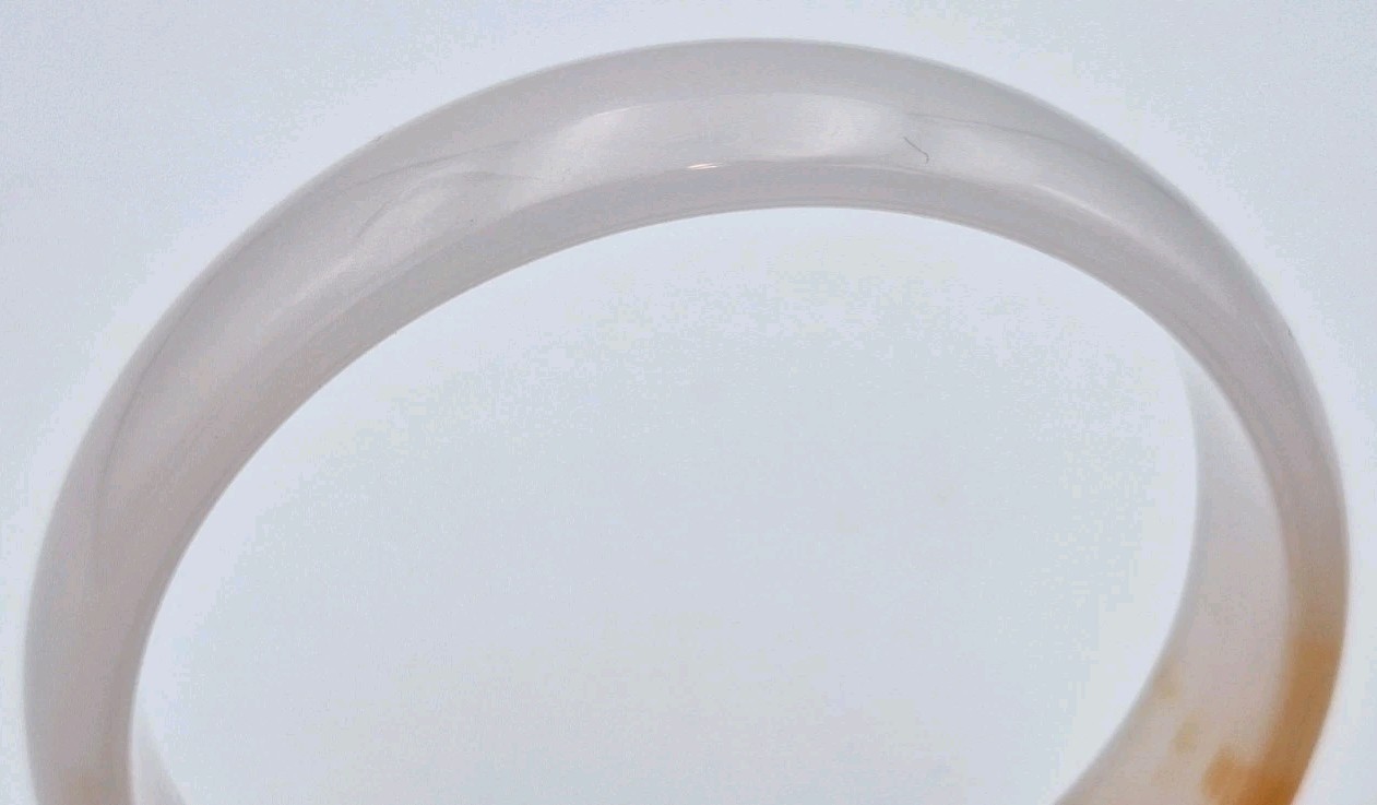 VTG Genuine Red Orange Icy Translucent Polished Agate Bangle Bracelet 57MM 30G