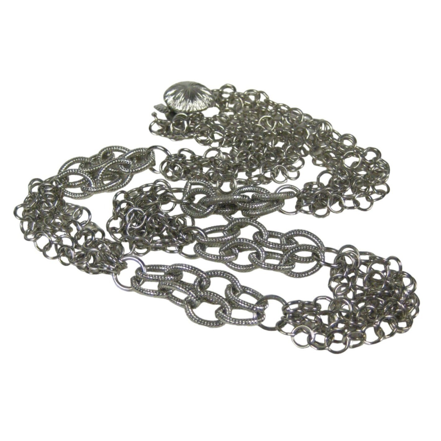 Silvertone Chain Necklace 25 In Multi Strand Statement Box Vintage 60s 70s