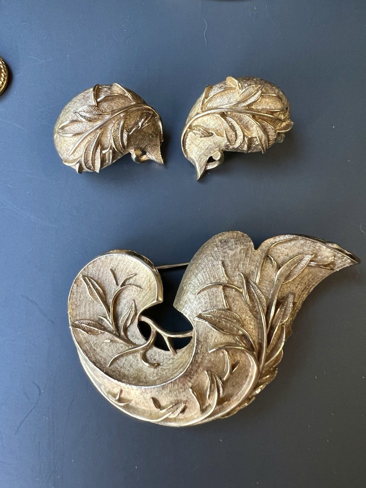 Vintage Gold Black Jewelry Lot —Damascene, Trifari, Sarah Coventry, Monet, More