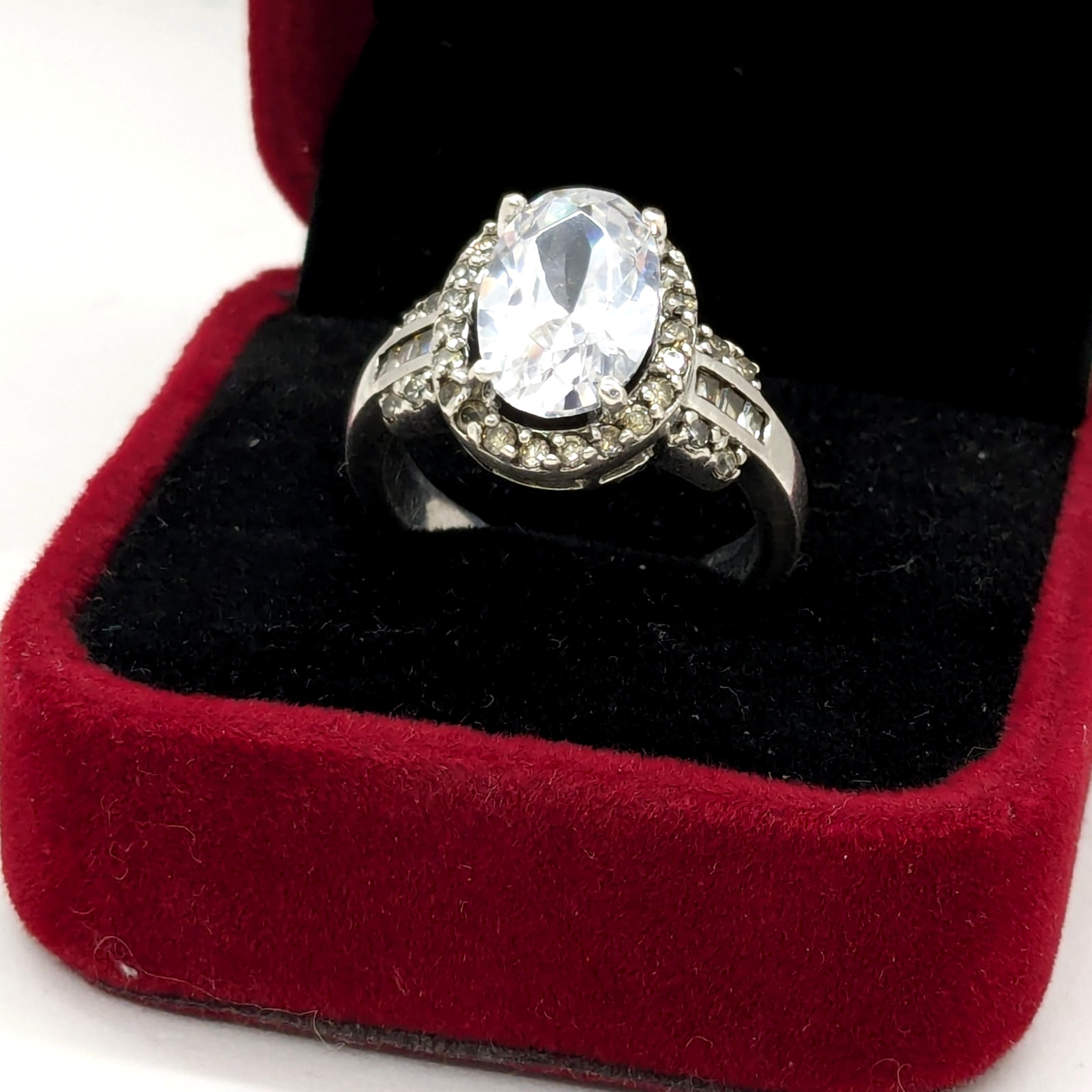 Vintage Elegant RING Silver 925 with Big Bright Stone -size: 8.25US (18mm) | #91