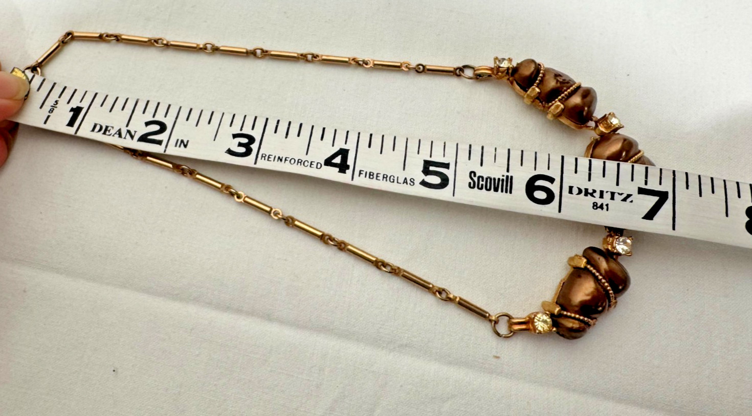 Vtg Bracelet Necklace Set MCM Regency Revival Brown 3D Textured Beads Gold Tone