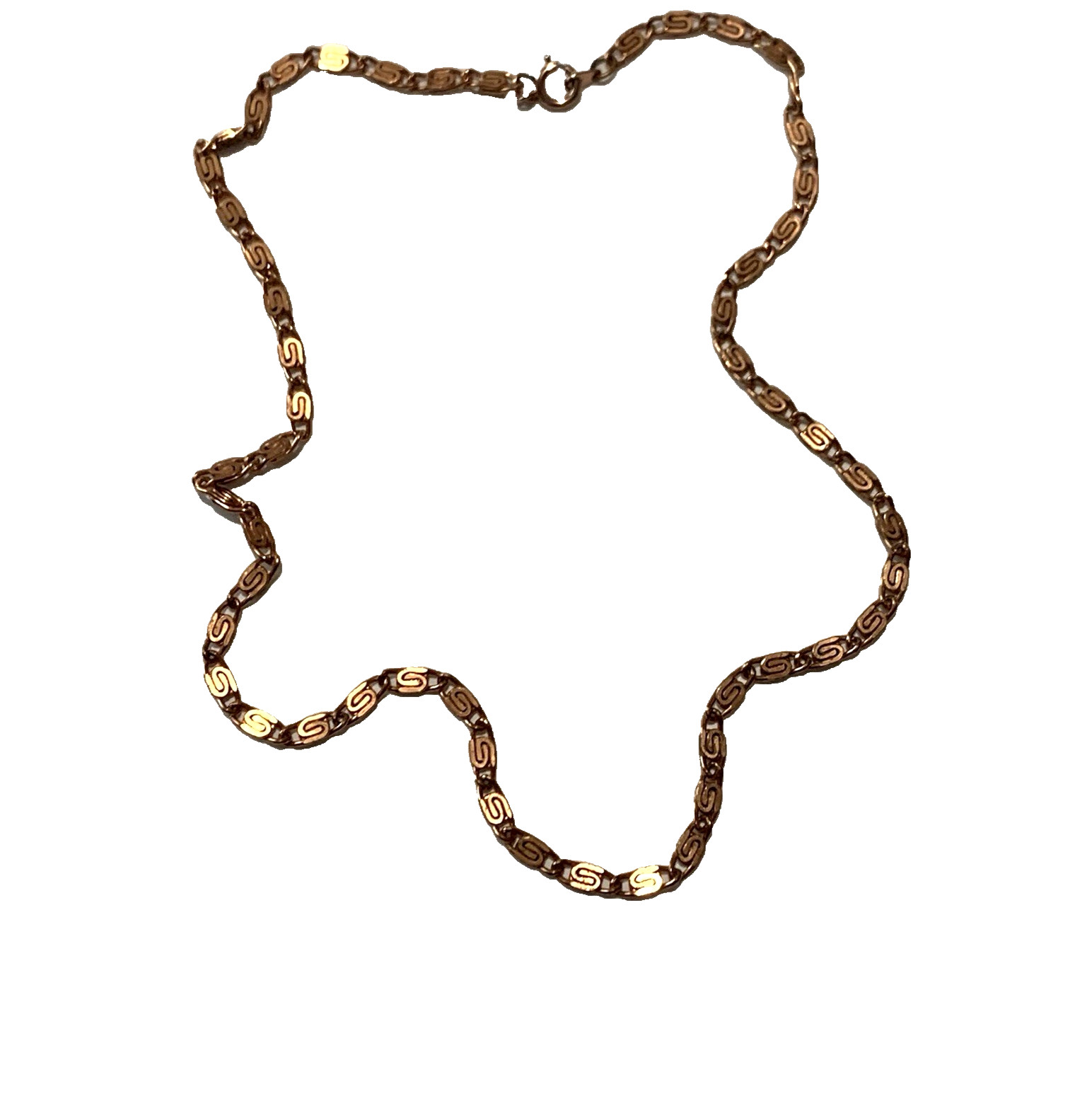 Vintage Bright Copper ‘S’ Snail Necklace Chain Link Dainty 17″