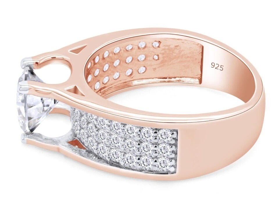 2.5Ct VVS1 Lab Created Moissanite Bridge Style Wedding 14K Rose Gold Finish Ring