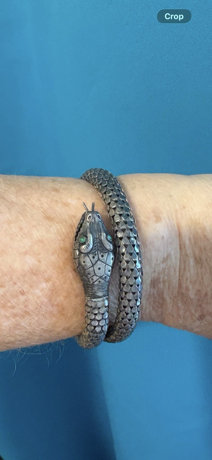 whiting & davis bracelet snake serpent sterling wrap mesh adjusts nice patina