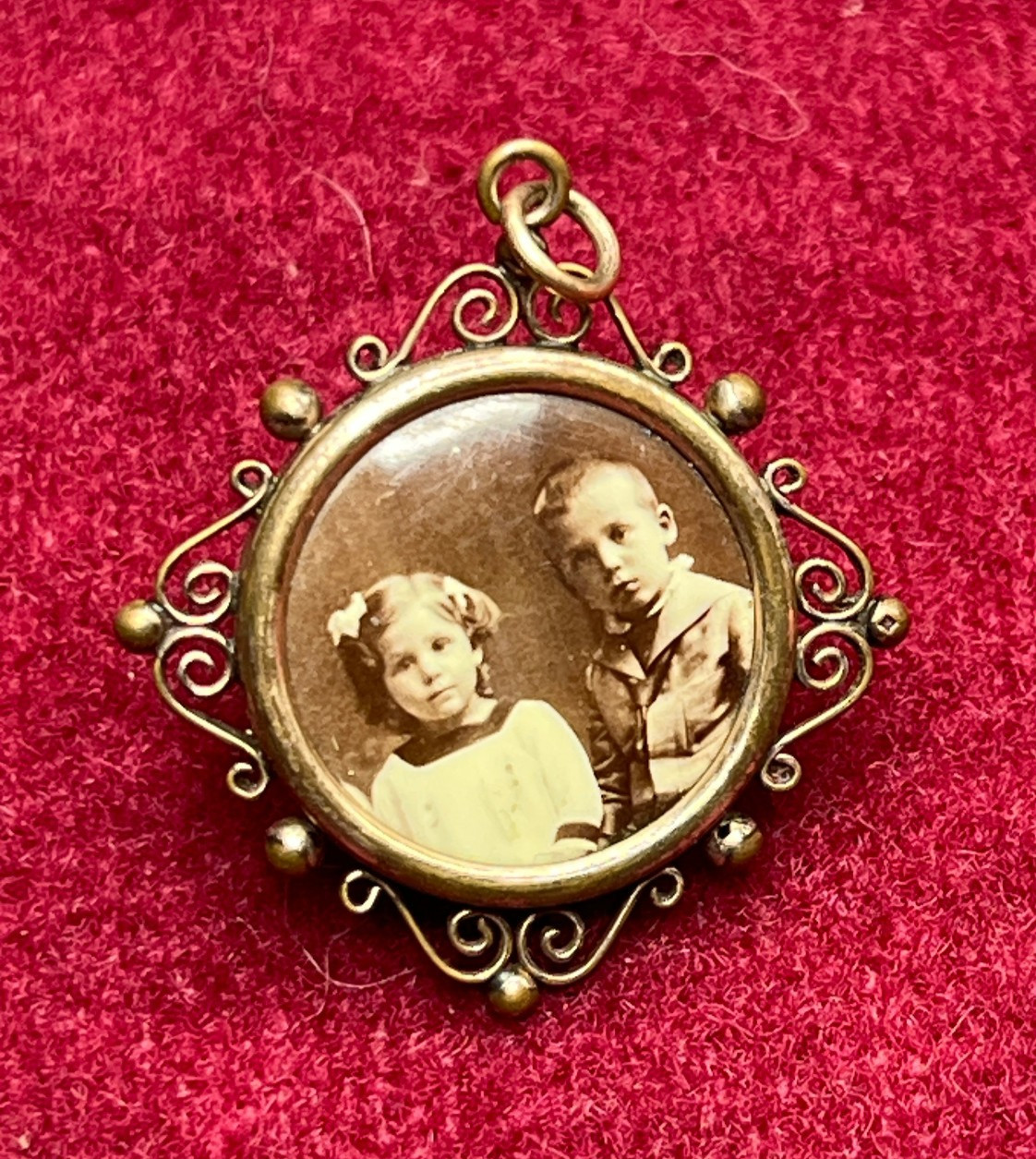 Antique Victorian Gold Plated Mourning Mini Photo Necklace Pendant