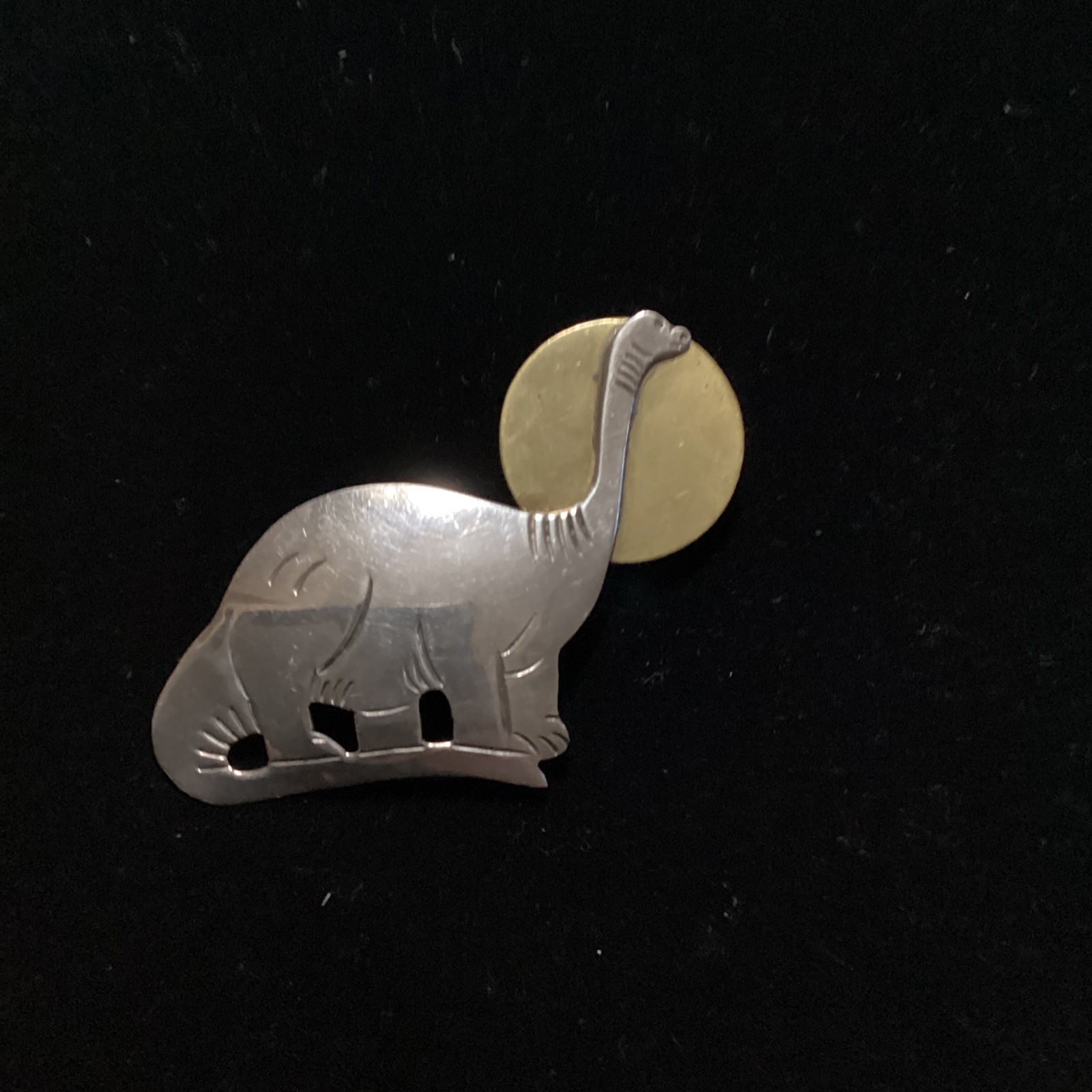 Vintage Large Unusual Taxco Mexico Sterling Silver Brontosaurus Dinosaur Brooch