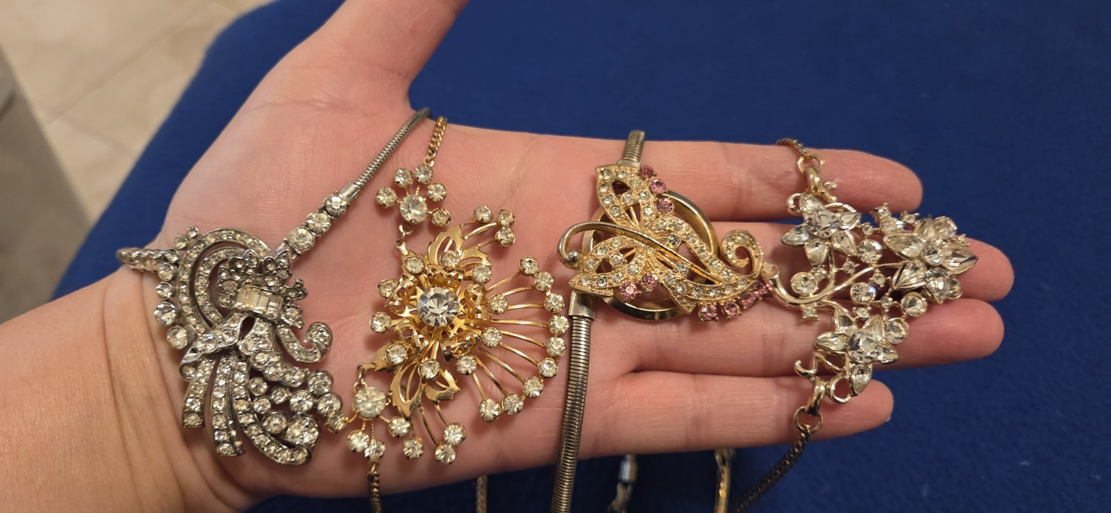 Vintage Mid Century Necklace Lot Of 10. Rhinestones. 6 Signed Kramer Trifari…