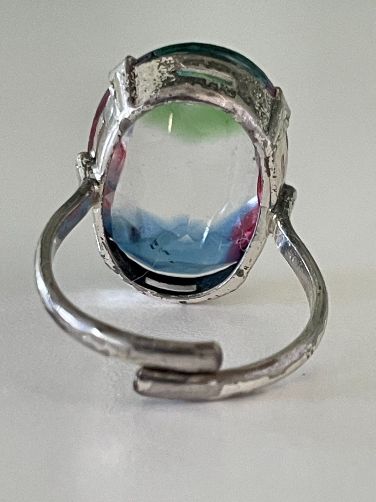 Vintage Crystal Rainbow 835 Silver Screw Back Earrings and Adjustable Ring