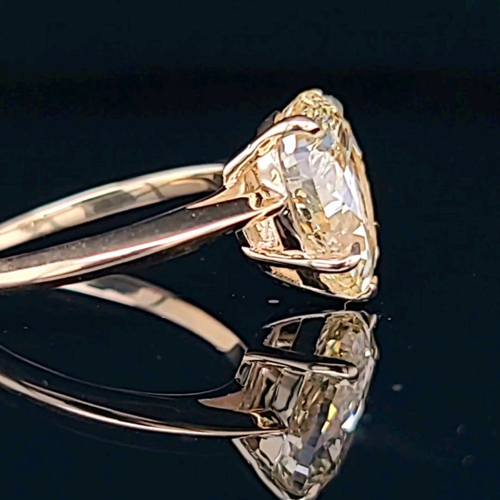 14k Yellow Gold Engagement Ring 3.51CT. Natural Pear cut Yellow Diamond GIA Cert