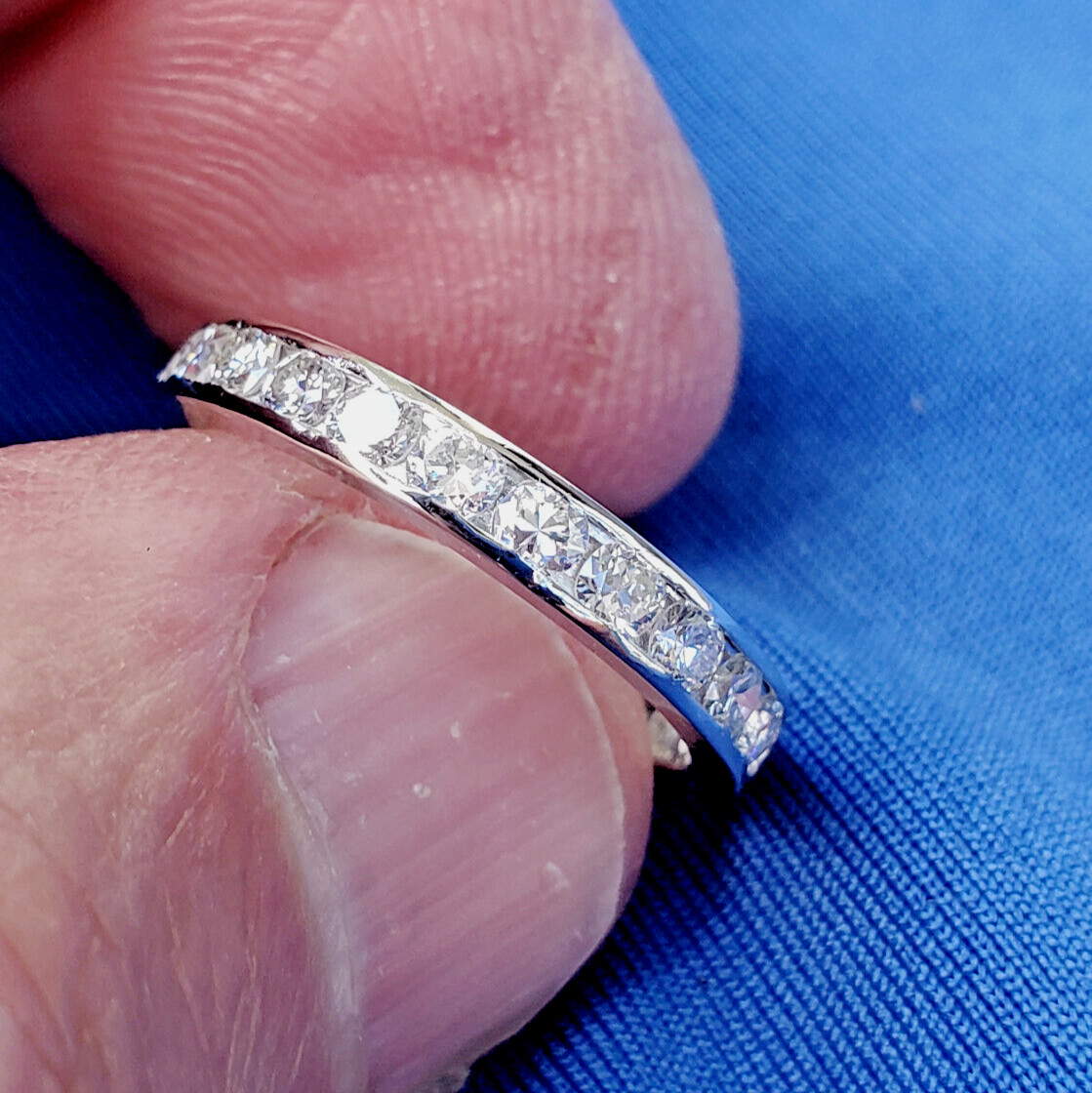 Original EARTH MINED DIAMOND Eternity Wedding Band Deco Style Anniversary Ring 6