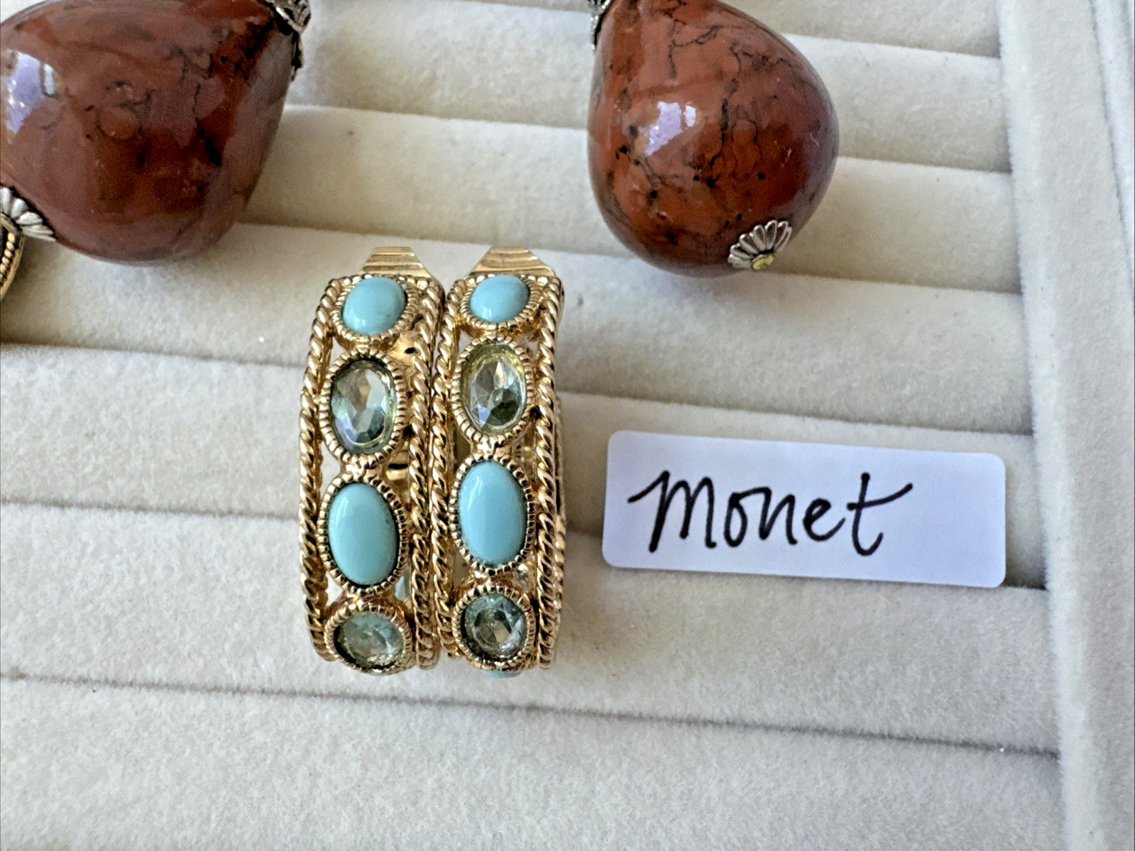 Lot 4 Pairs Brutalist Earrings Monet Gold Vintage Movie Star Vibes 1940s-Now