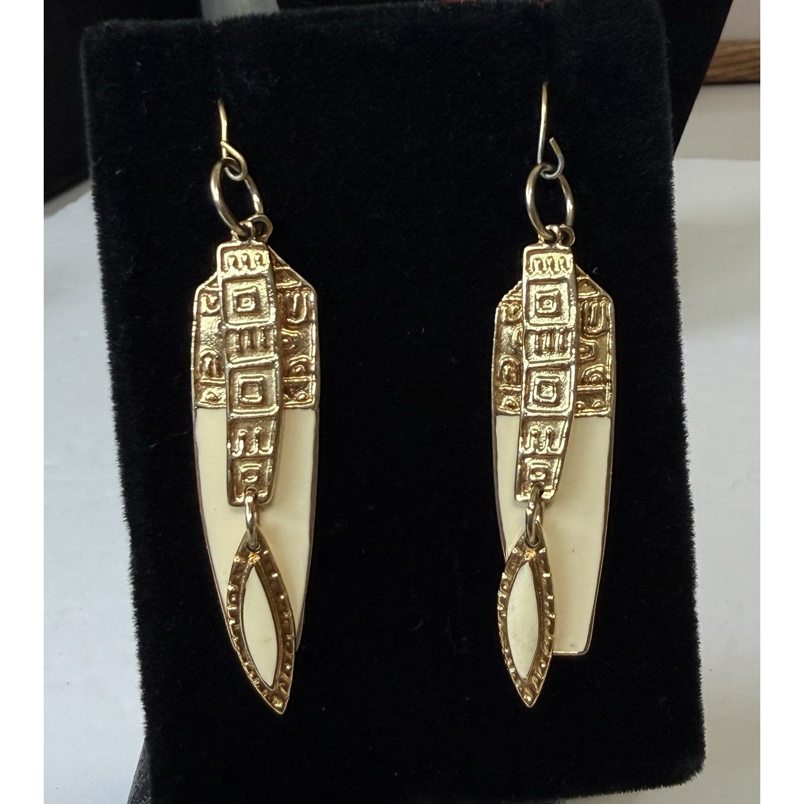 Vintage Edgar Berebi Earrings Enamel Drop Earrings Gold Tone Wire